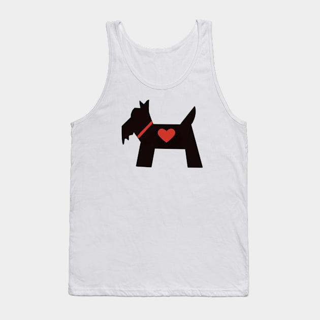 Black and red Scottie dog with heart Tank Top by KaisPrints